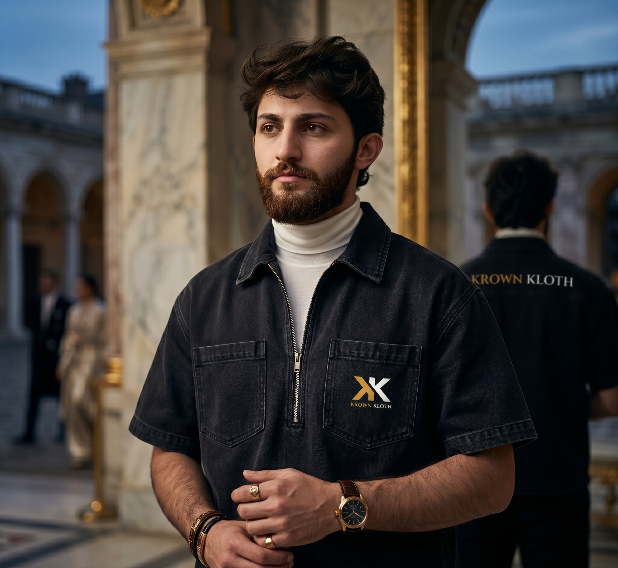 Krown Kloth Obsidian Heritage Half-Zip Luxury Streetwear UK