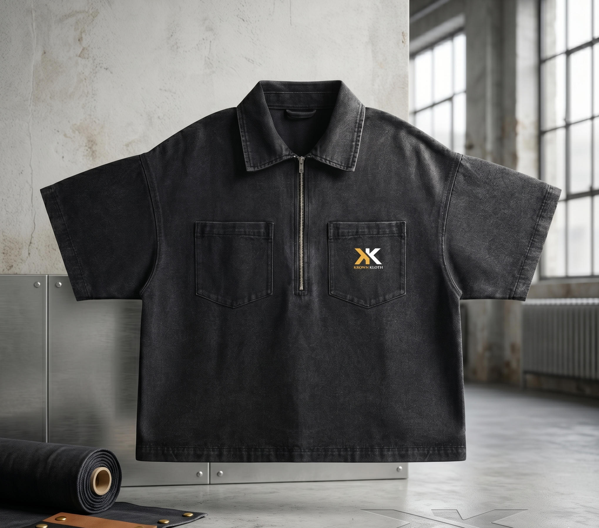 Krown Kloth Obsidian Heritage Half-Zip Luxury Streetwear UK