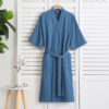 Cotton Single-layer Yarn Bathrobe Spring Summer Cropped Sleeves Mid-length Bathrobe - Image 6