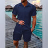 Summer Jacquard Black And White Solid Color Suit - Image 5