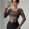 Women's Leopard Print Mesh Top - Image 2