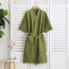 Cotton Single-layer Yarn Bathrobe Spring Summer Cropped Sleeves Mid-length Bathrobe - Image 10