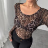 Women's Leopard Print Mesh Top - Image 3