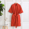 Cotton Single-layer Yarn Bathrobe Spring Summer Cropped Sleeves Mid-length Bathrobe - Image 9