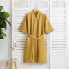 Cotton Single-layer Yarn Bathrobe Spring Summer Cropped Sleeves Mid-length Bathrobe - Image 4