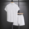 Summer Jacquard Black And White Solid Color Suit - Image 2