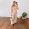Women's Solid Color Slim Elastic Pleated Two-Piece Suit - Image 6