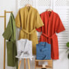 Cotton Single-layer Yarn Bathrobe Spring Summer Cropped Sleeves Mid-length Bathrobe - Image 5