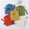 Cotton Single-layer Yarn Bathrobe Spring Summer Cropped Sleeves Mid-length Bathrobe - Image 7