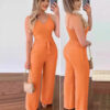 Women's Solid Color Slim Elastic Pleated Two-Piece Suit - Image 4