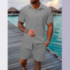 Summer Jacquard Black And White Solid Color Suit - Image 9