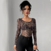 Women's Leopard Print Mesh Top - Image 6