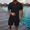 Summer Jacquard Black And White Solid Color Suit - Image 8