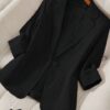 Women's Solid Color Blazer – Stand Collar Long Sleeve Jacket for Spring & Autumn | Krown Kloth - Image 2