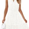 Women’s Sleeveless Hollow-Out V-Neck Dress with Pockets – High Waist One-Piece | Krown Kloth - Image 3