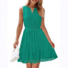 Women’s Sleeveless Hollow-Out V-Neck Dress with Pockets – High Waist One-Piece | Krown Kloth - Image 6