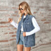 Women’s Washed Denim Loose-Fit Waistcoat – Street Style Sleeveless Cardigan Vest | Krown Kloth - Image 6